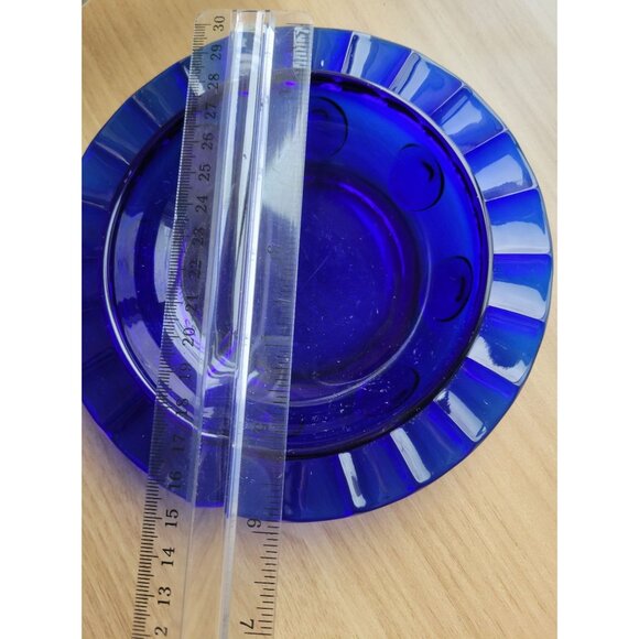 Cobalt New Martinsville Moondrop Vintage Shallow Bowl Butter Dish Bottom 1930s-4 - Picture 8 of 9